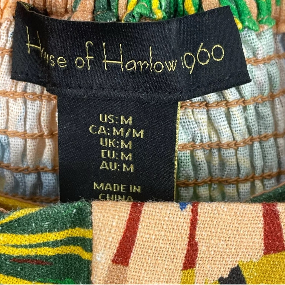 House of Harlow 1960 Vibrant Tropical Mini Dress Criss Cross Size Medium 🧡 🦜 - Picture 5 of 6